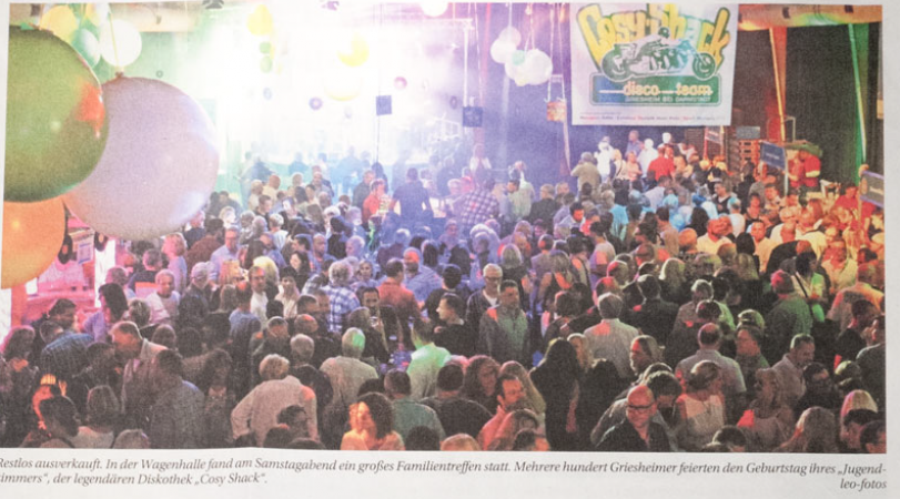 50 Jahre Cosy-Shack PartyGriesheimer Anzeigervom 18.10.2017